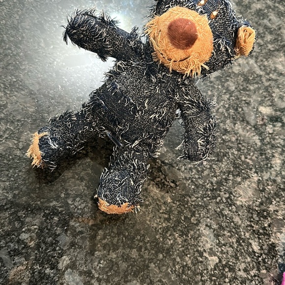 Dog Toy Denim Patchwork Teddy Bear Plush Toy w/squeakers Medium Chew Toy - Picture 1 of 8